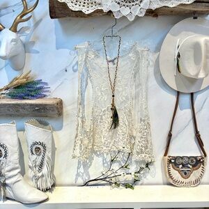 Boho Lace vest w prairie farmhouse shabby chic granny vibe